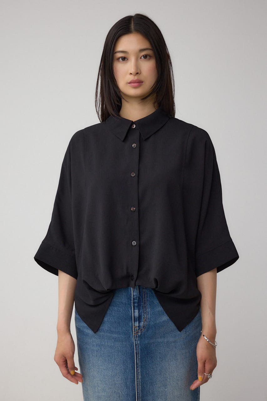 楊柳タックヘムコクーンシャツ BLK FREE