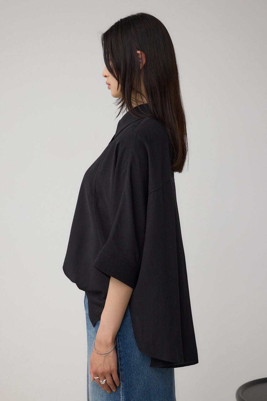 楊柳タックヘムコクーンシャツ BLK FREE