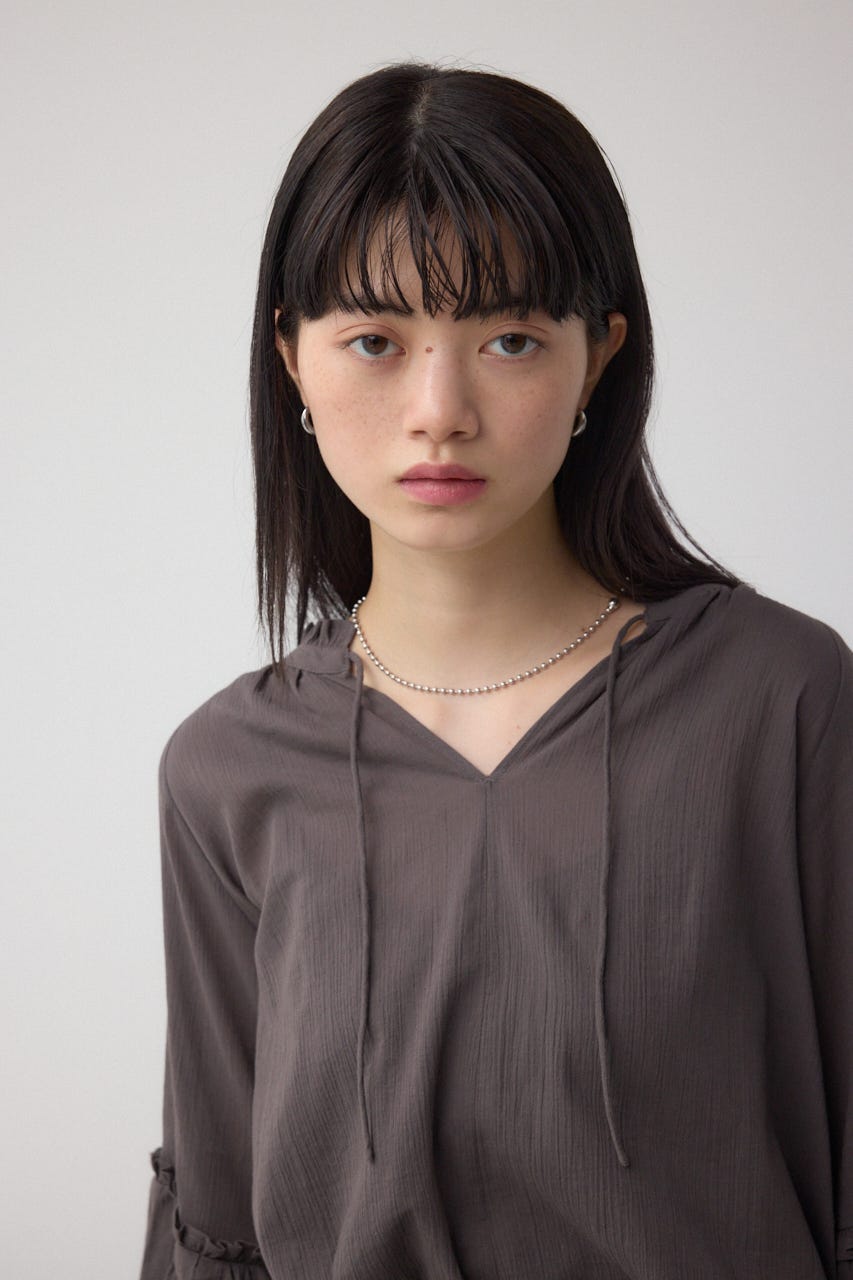 コットンボイルパフスリーブブラウス C.GRY FREE