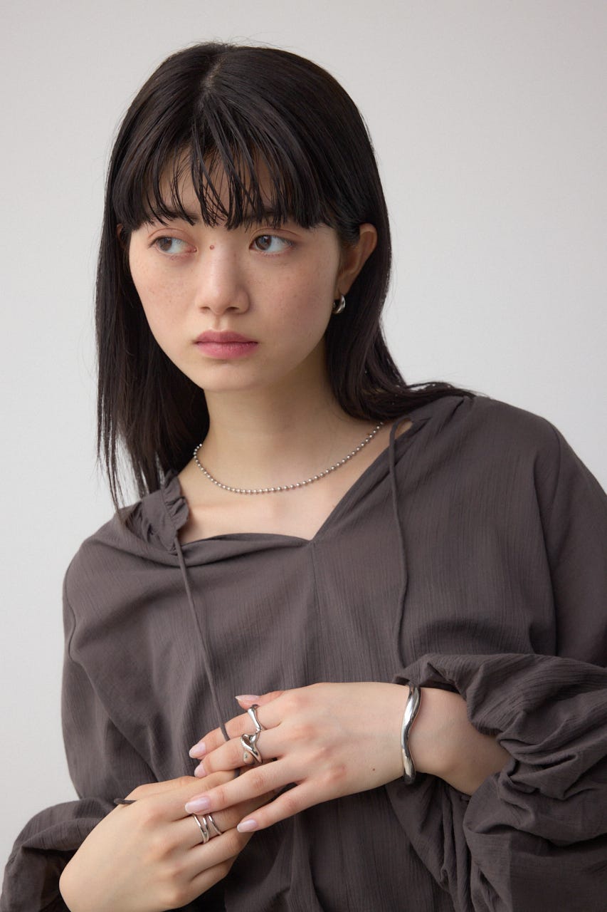 コットンボイルパフスリーブブラウス C.GRY FREE