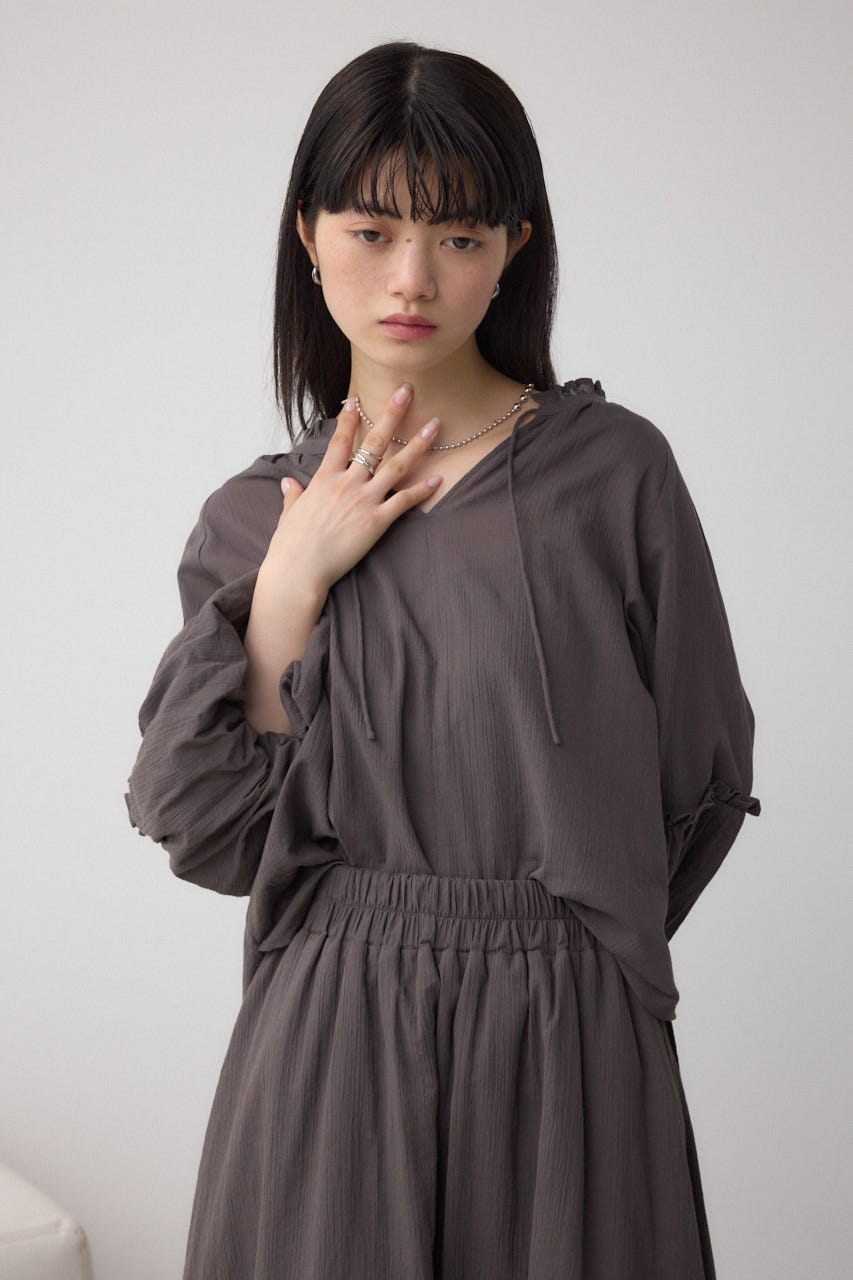 コットンボイルパフスリーブブラウス C.GRY FREE