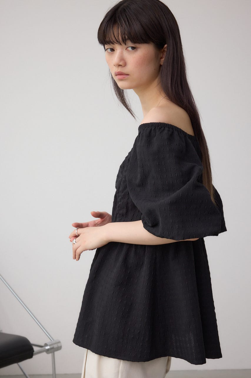 2WAYペプラムギャザーブラウス BLK FREE