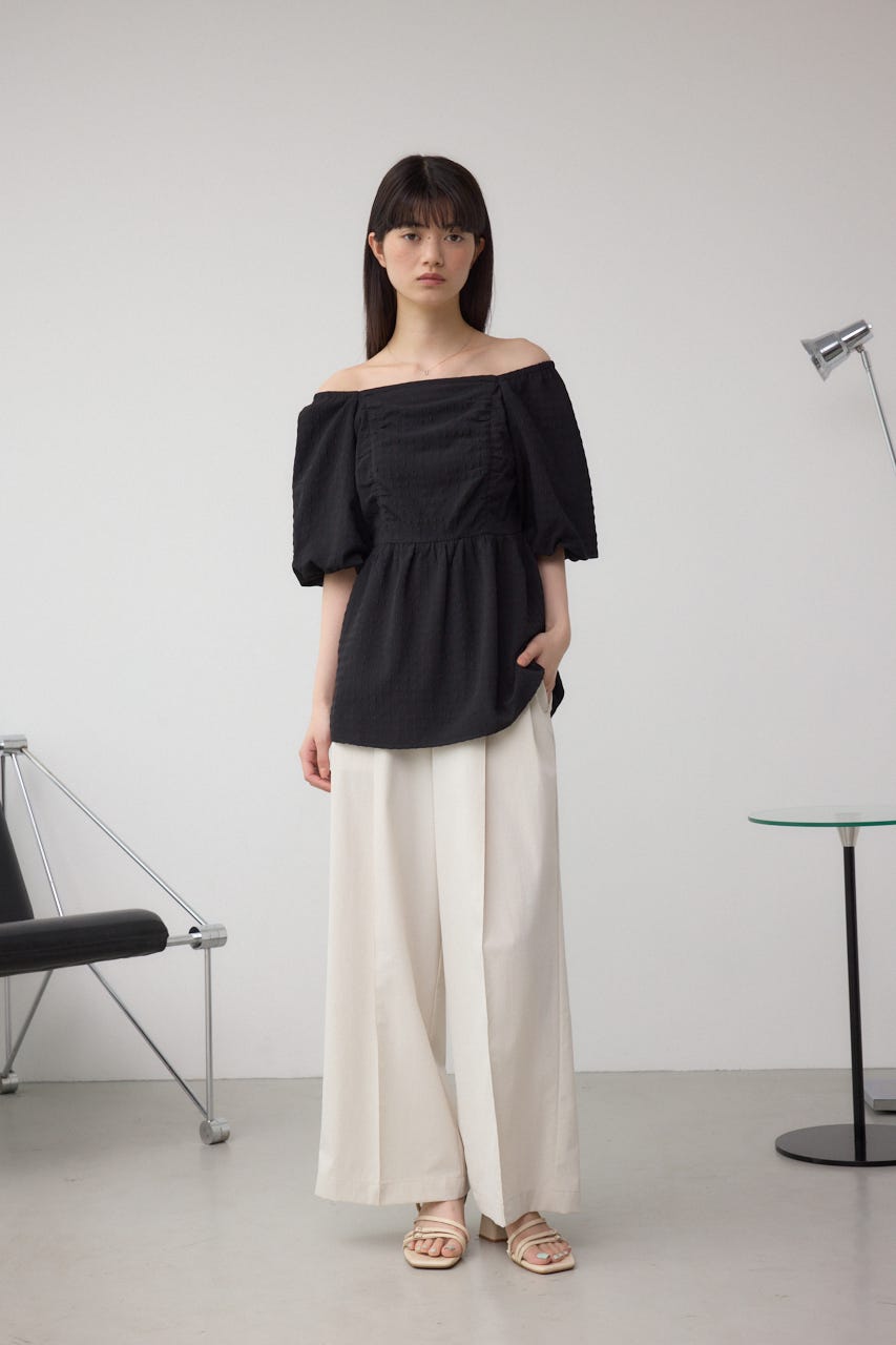 2WAYペプラムギャザーブラウス BLK FREE