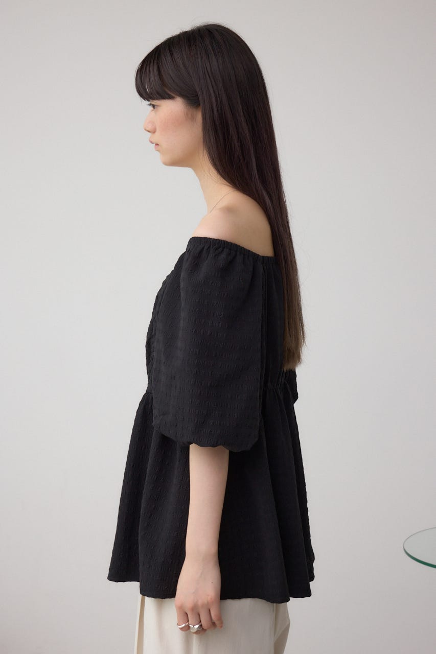 2WAYペプラムギャザーブラウス BLK FREE