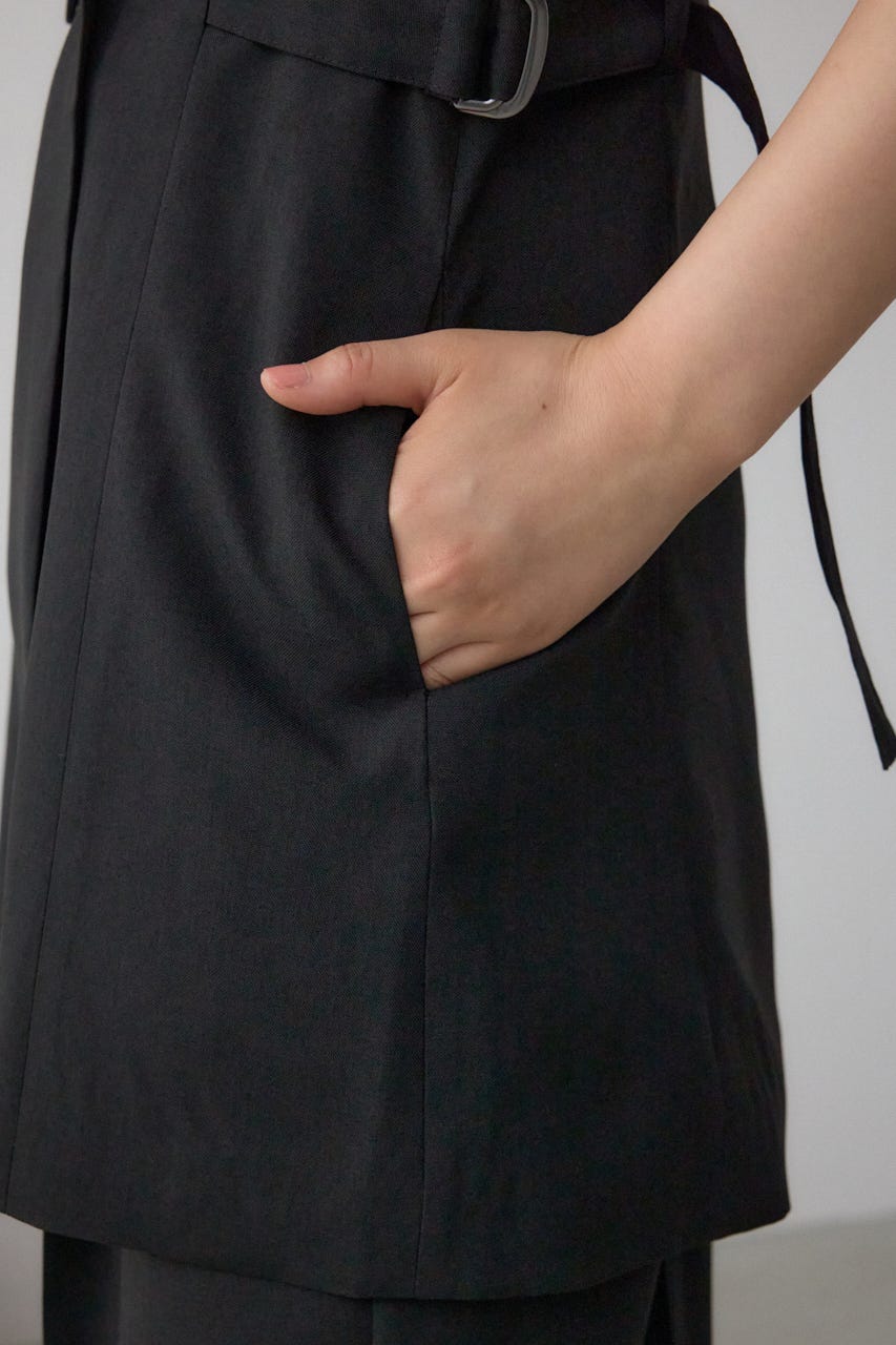 イージーケアリネンライクジレ BLK M