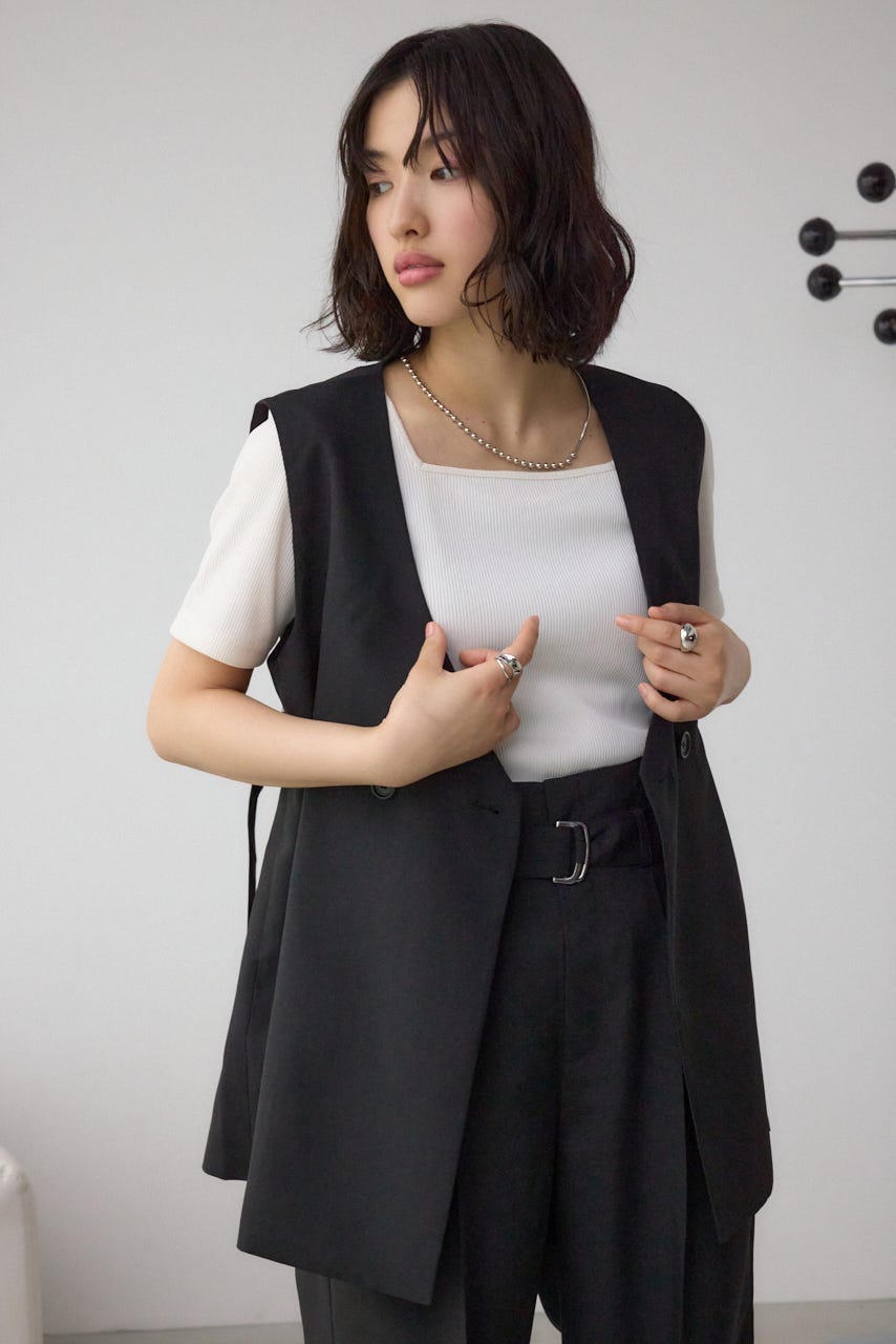 イージーケアリネンライクジレ BLK M