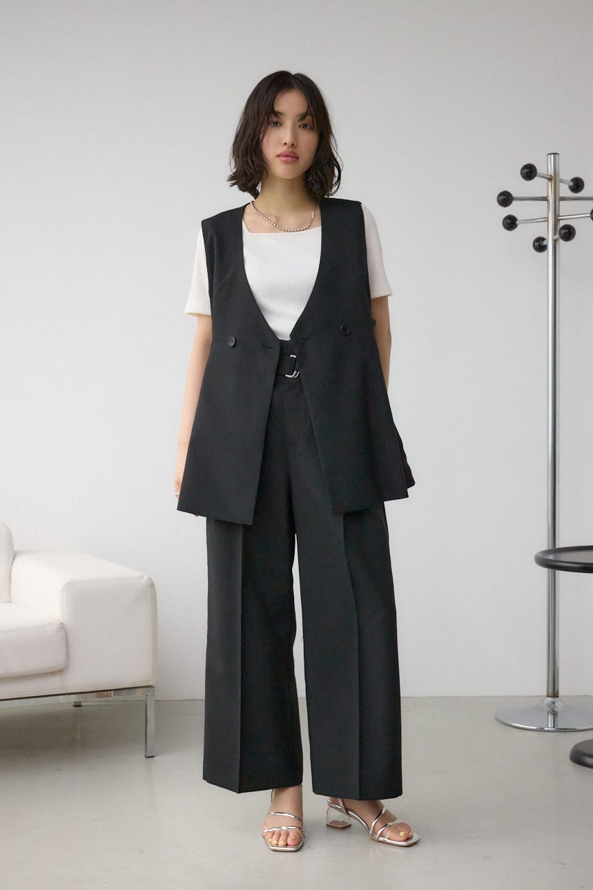 イージーケアリネンライクジレ BLK M