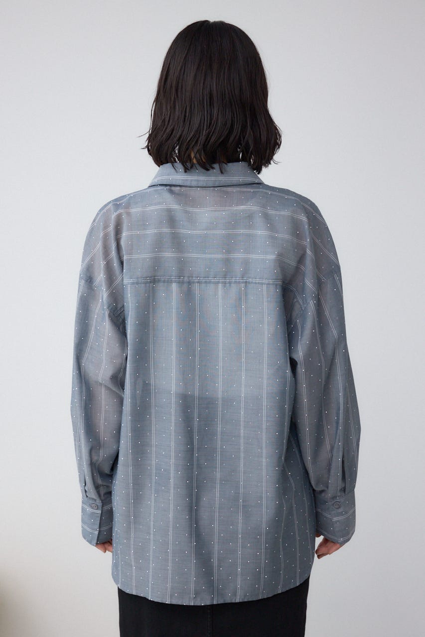 ラインストーンシャツ Stripe S