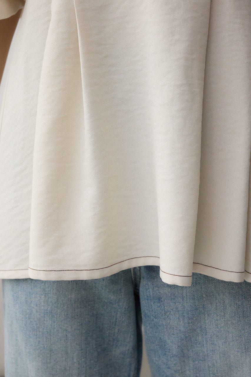 2WAYパフスリーブ配色ペプラムブラウス IVOY FREE