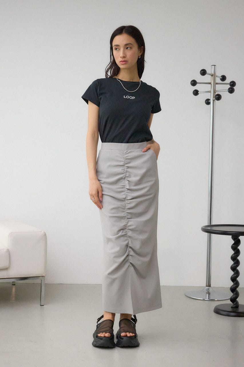 ギャザーナロースカート GRY M