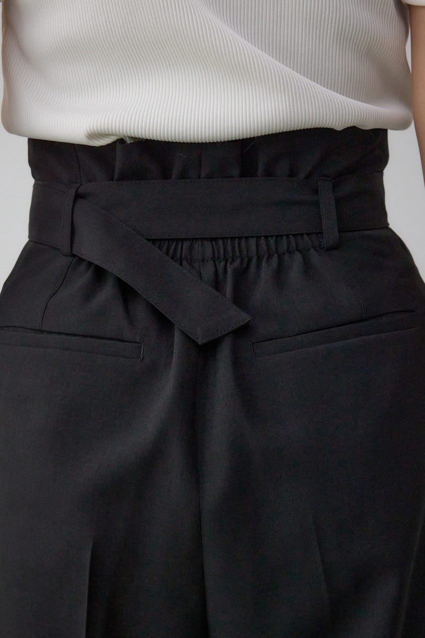 イージーケアリネンライクベルトワイドパンツ BLK M