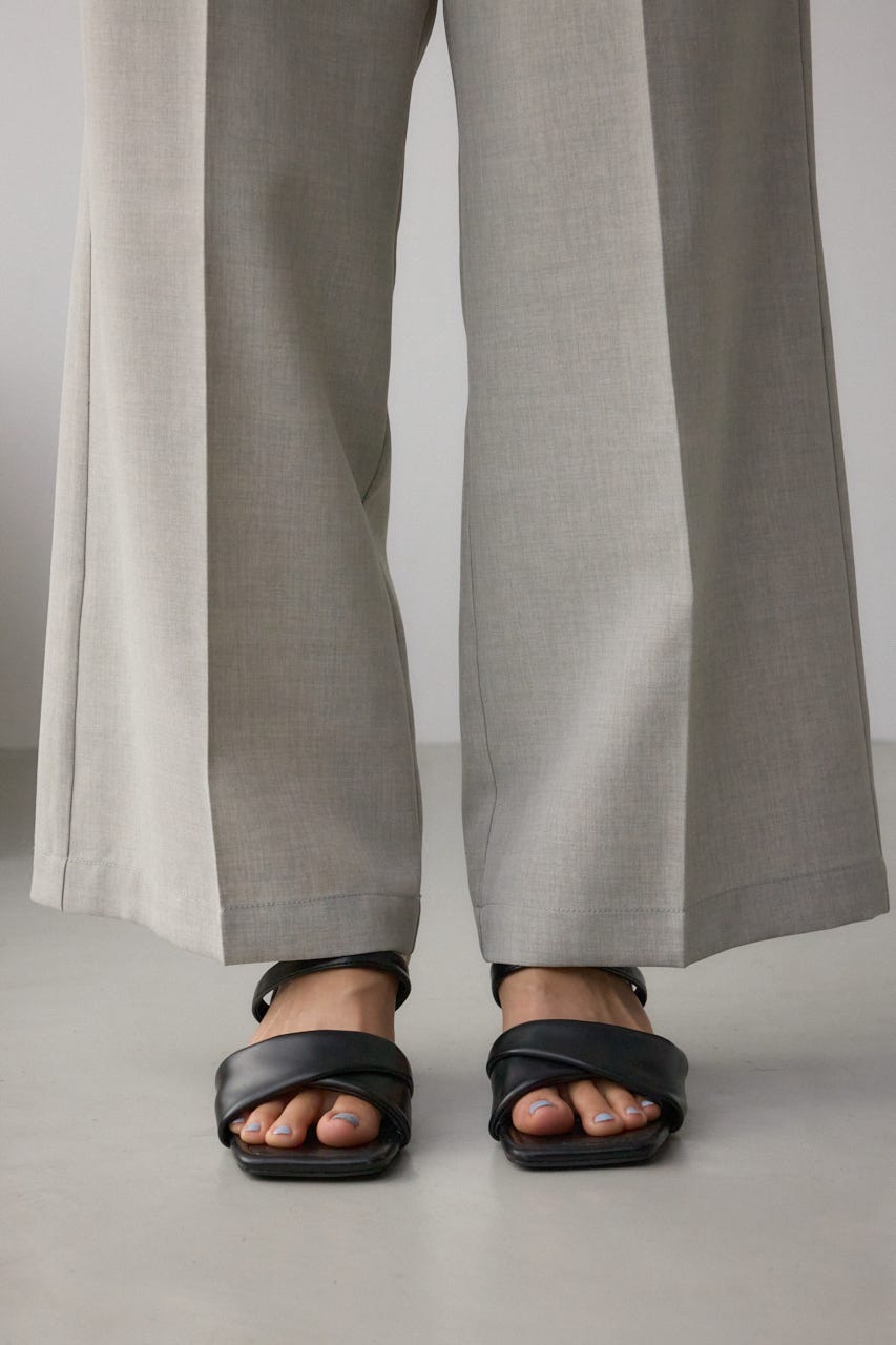 イージーケアリネンライクベルトワイドパンツ GRY S