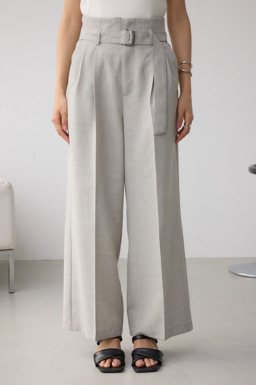 イージーケアリネンライクベルトワイドパンツ GRY S