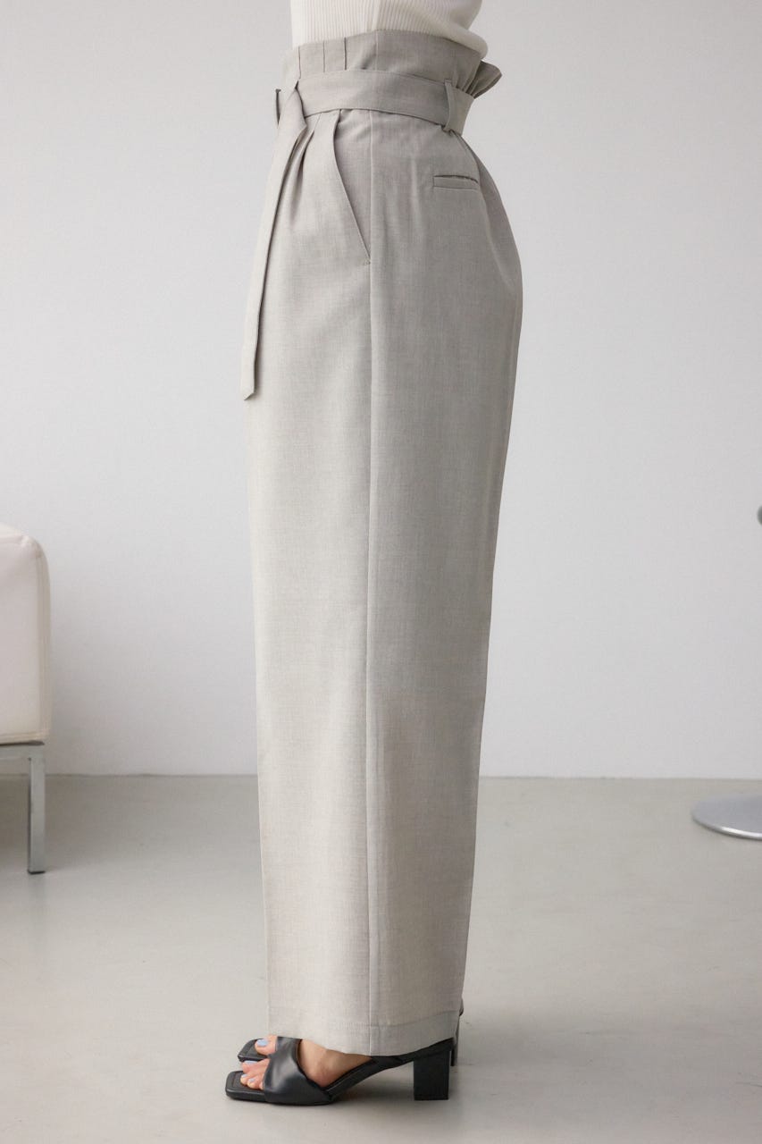 イージーケアリネンライクベルトワイドパンツ GRY S
