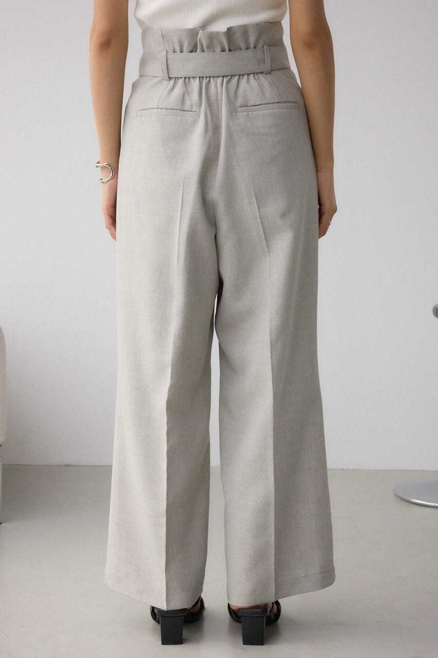 イージーケアリネンライクベルトワイドパンツ GRY S