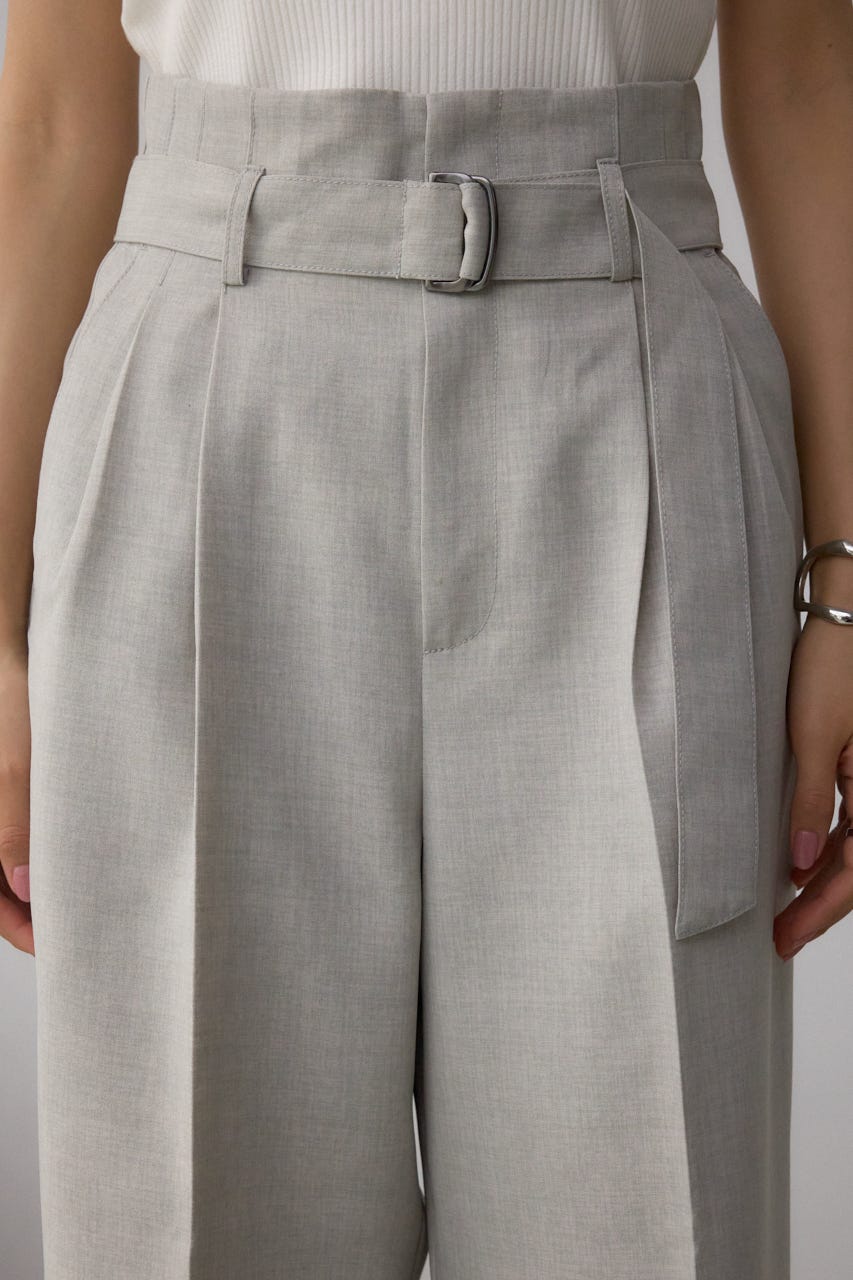 イージーケアリネンライクベルトワイドパンツ GRY S