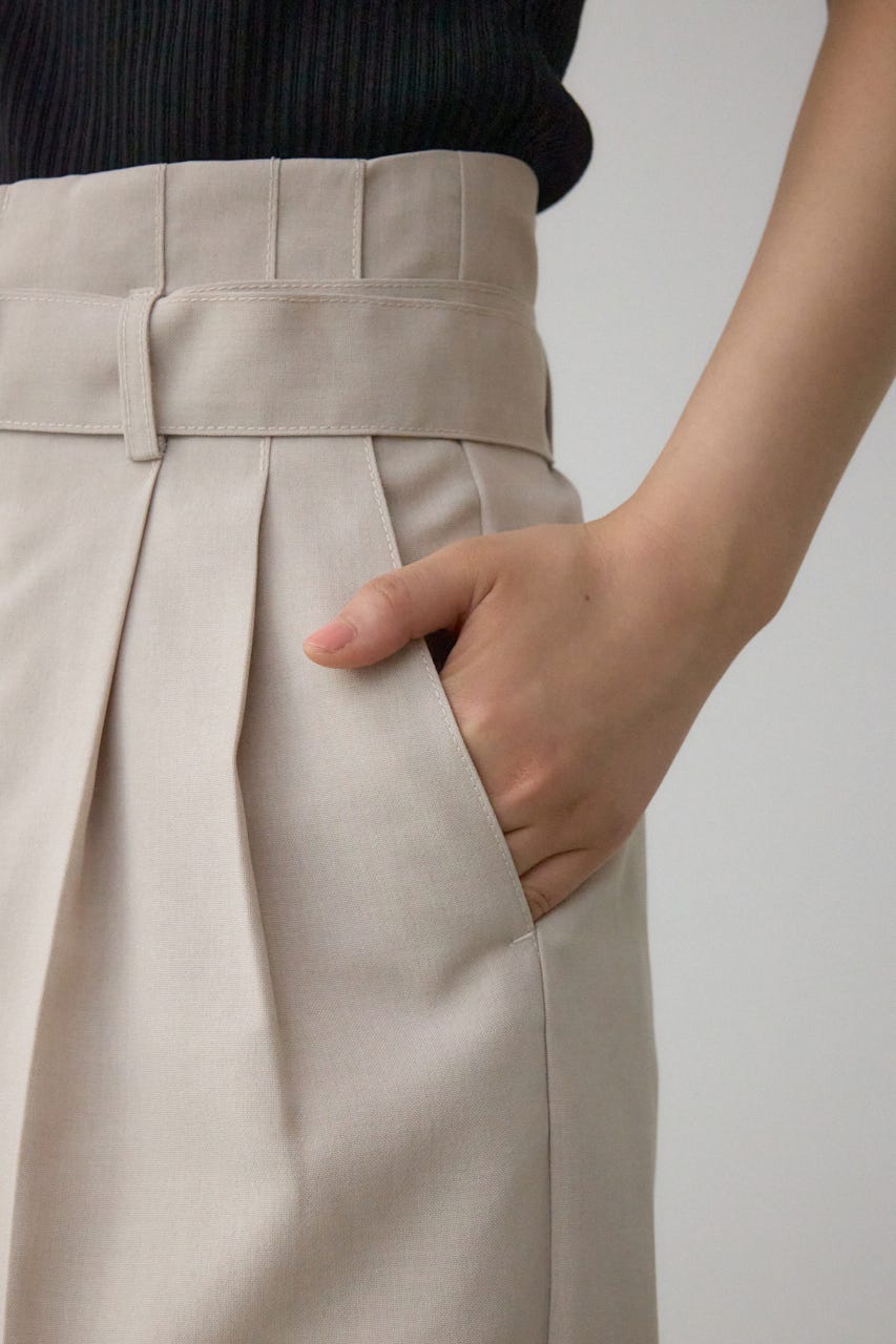 イージーケアリネンライクベルトワイドパンツ L/BEG M