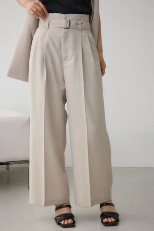 イージーケアリネンライクベルトワイドパンツ