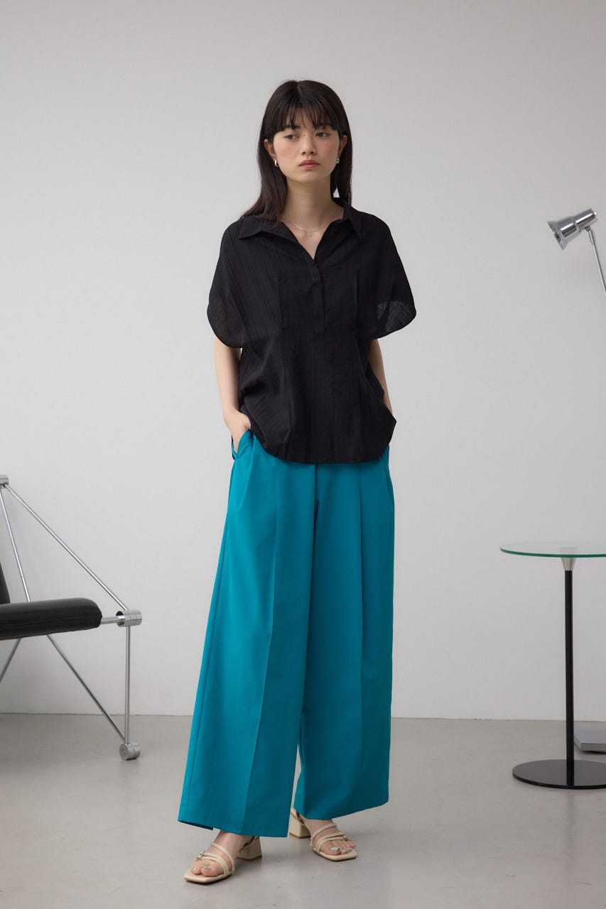 MOUSSY ライトブルー ワイドレッグパンツ AZUL BY MOUSSY | C/T撥水タックワイドパンツ (パンツ ) |SHEL