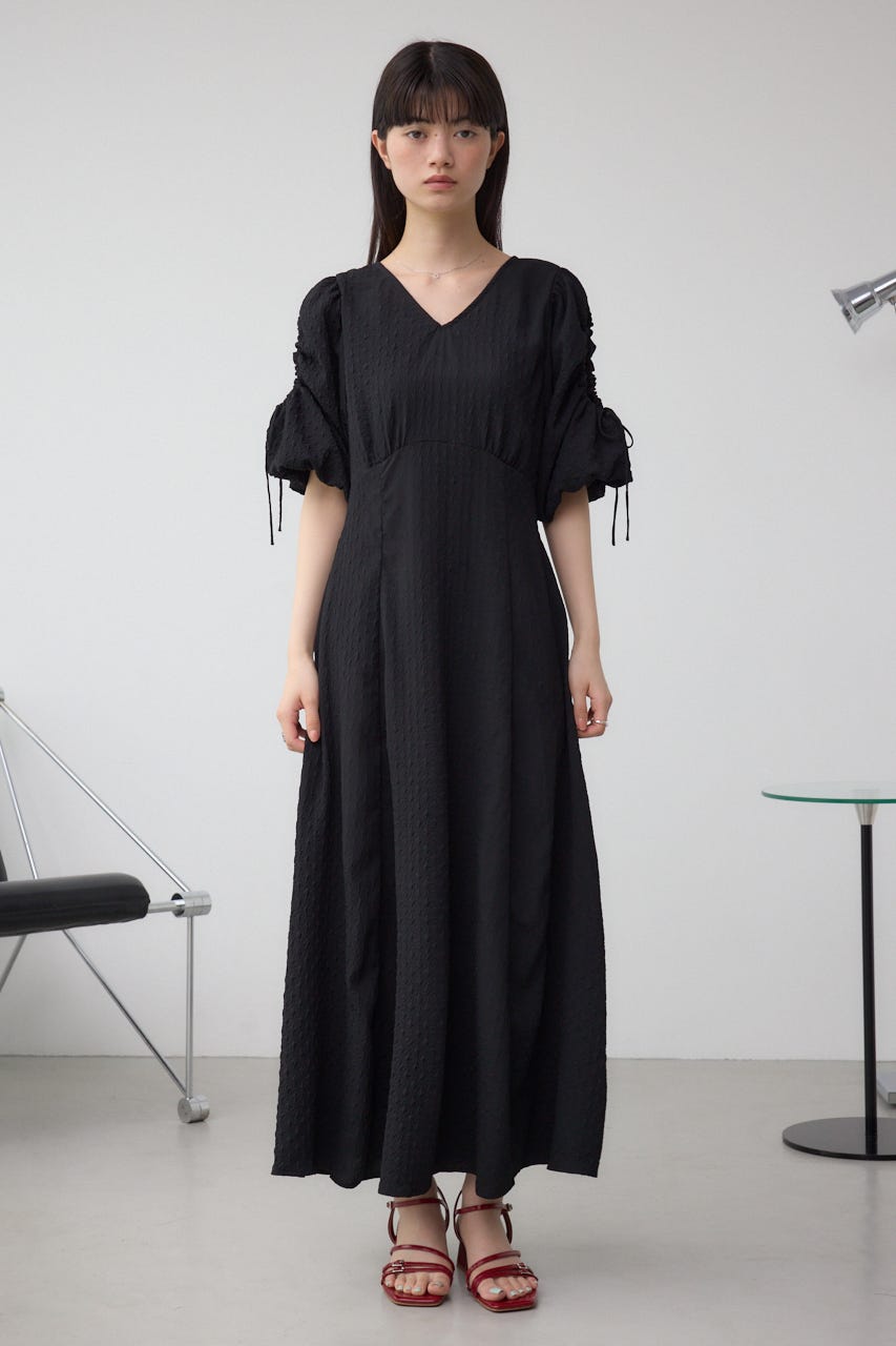 パフスリーブ 黒 ロングワンピース AZUL BY MOUSSY | パフスリーブワンピース (ワンピース(ロング