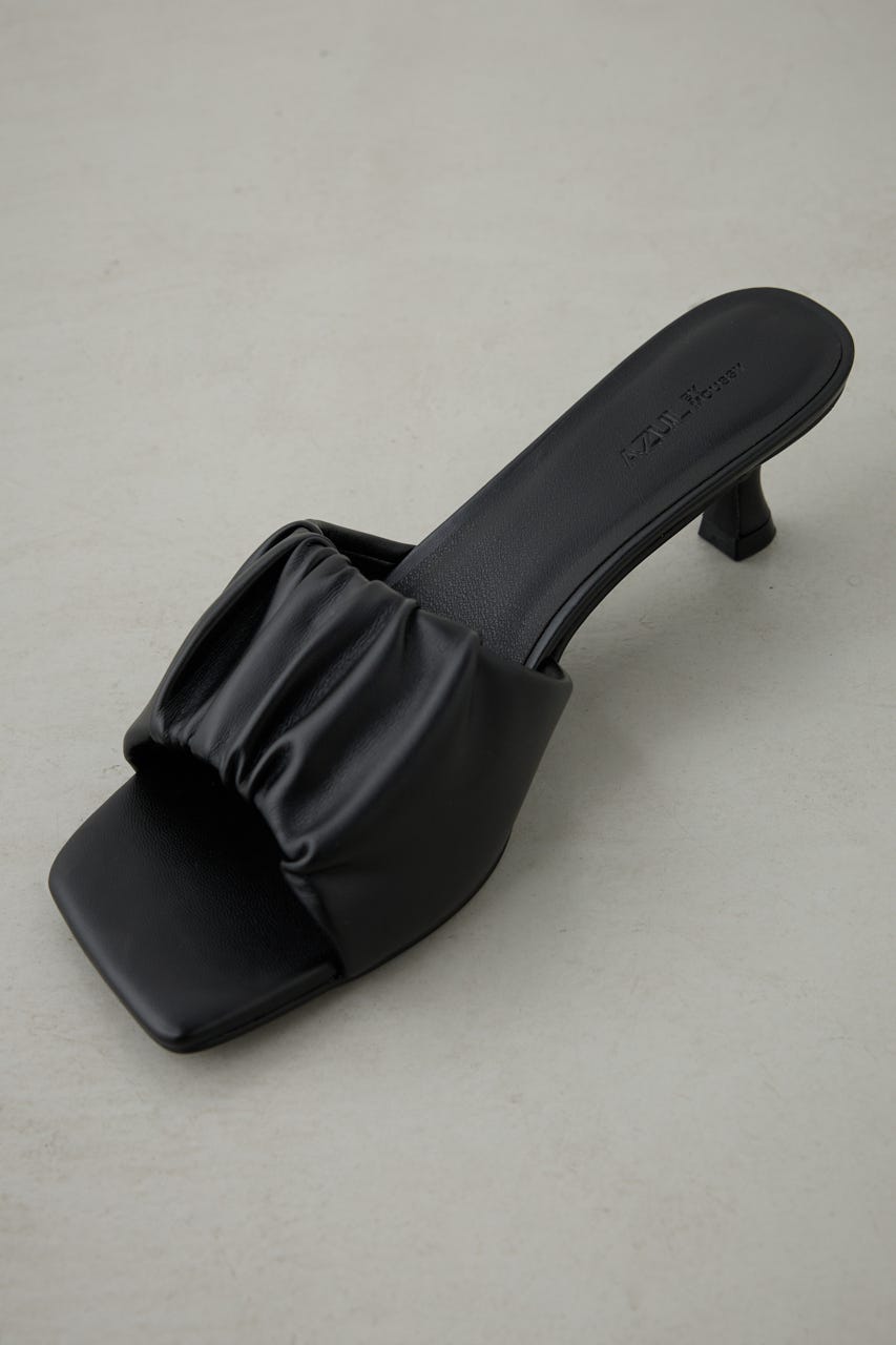 ギャザーストラップスクエアトゥサンダル BLK M