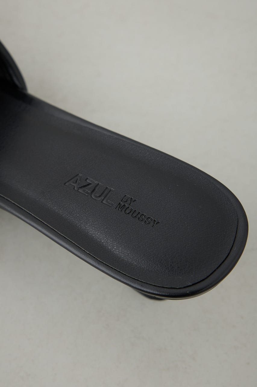ギャザーストラップスクエアトゥサンダル BLK M