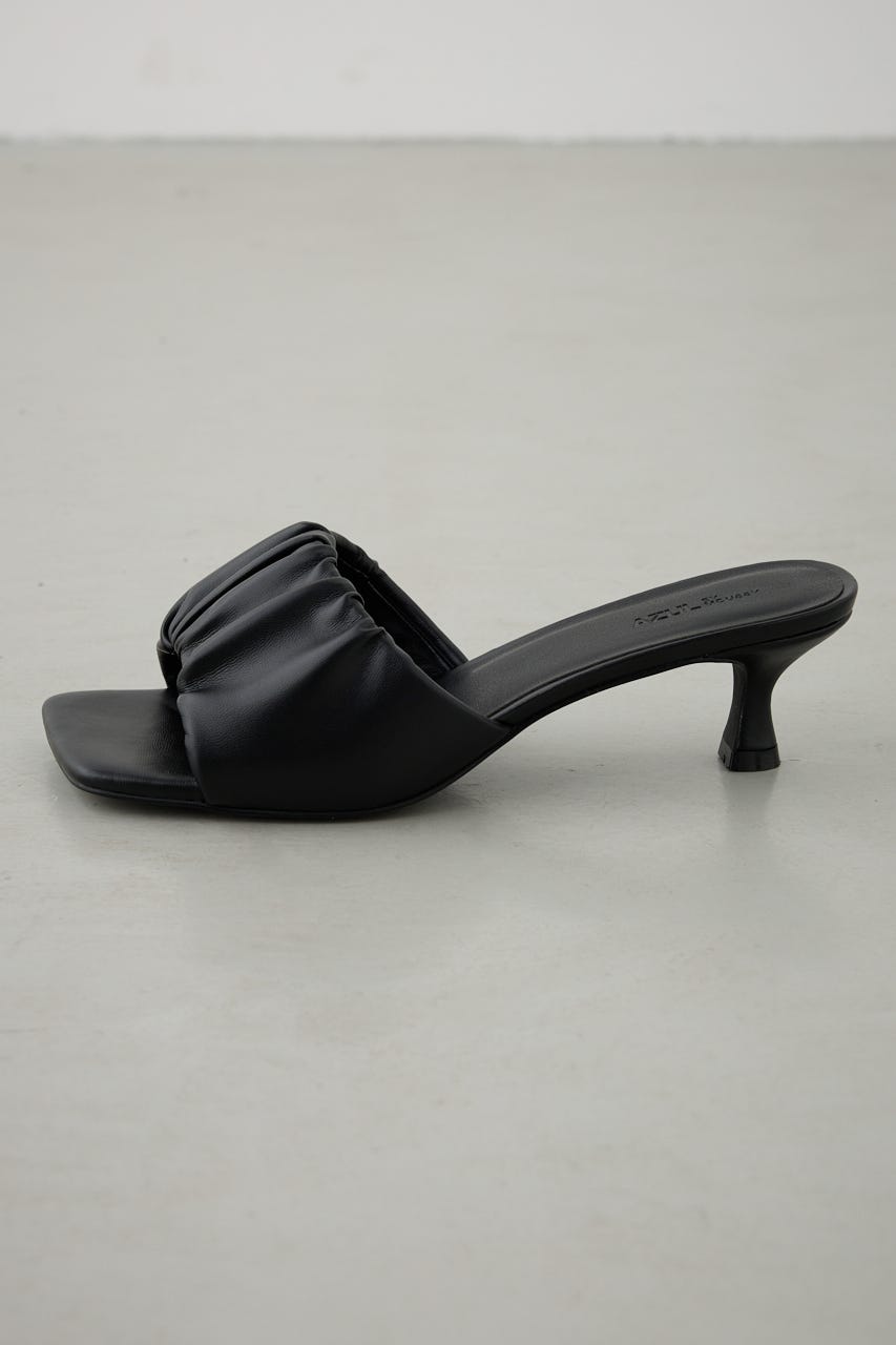 ギャザーストラップスクエアトゥサンダル BLK M