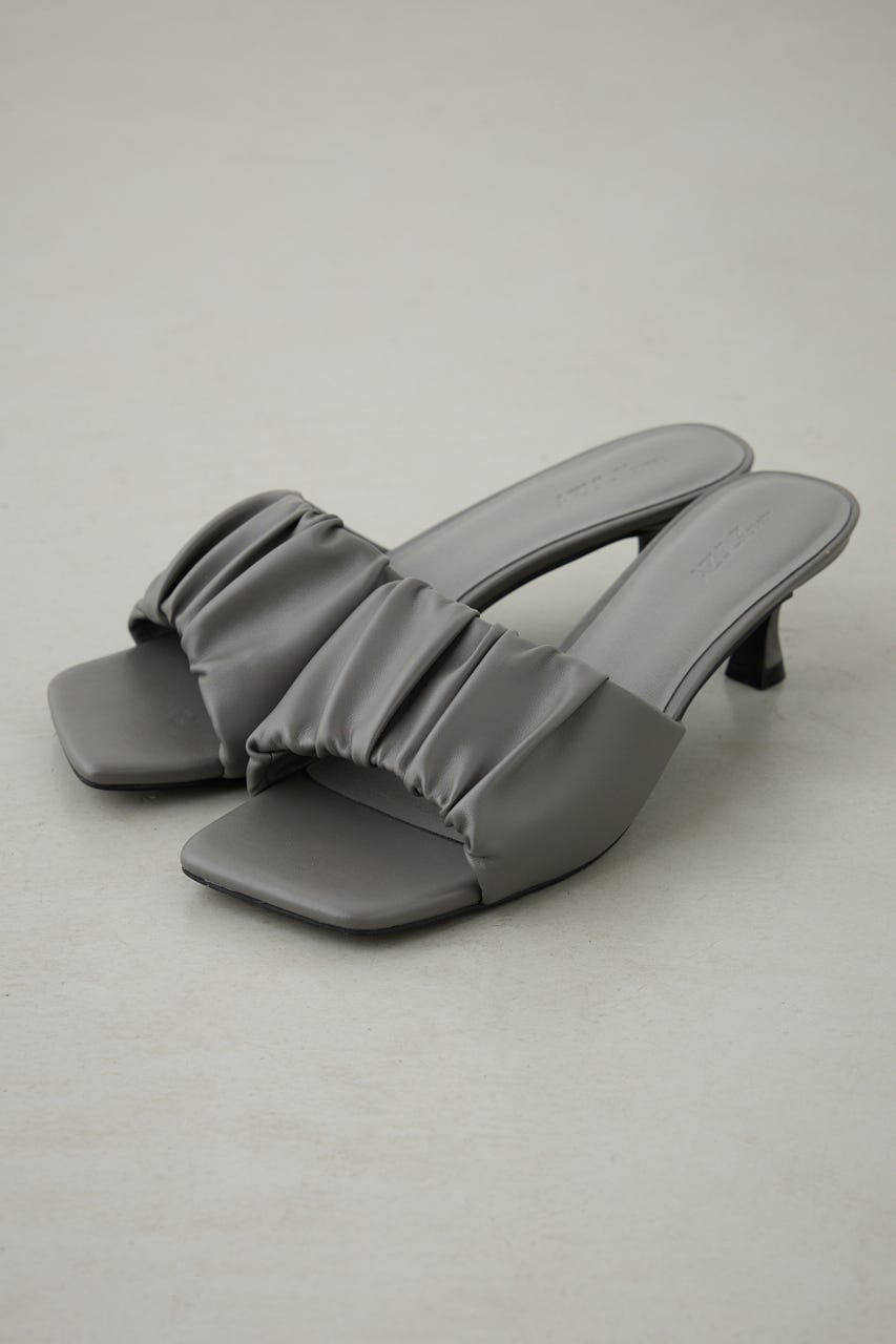ギャザーストラップスクエアトゥサンダル GRY L
