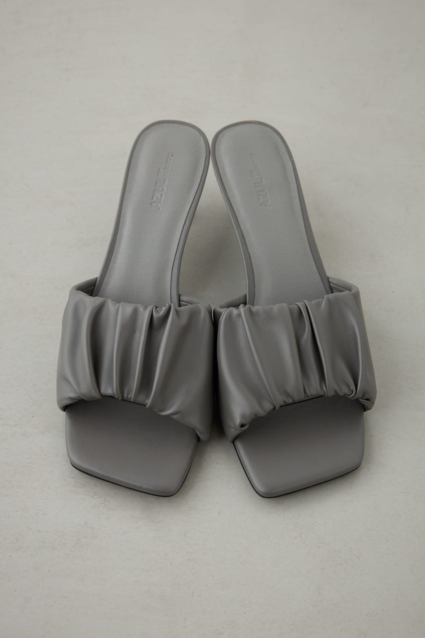 ギャザーストラップスクエアトゥサンダル GRY L