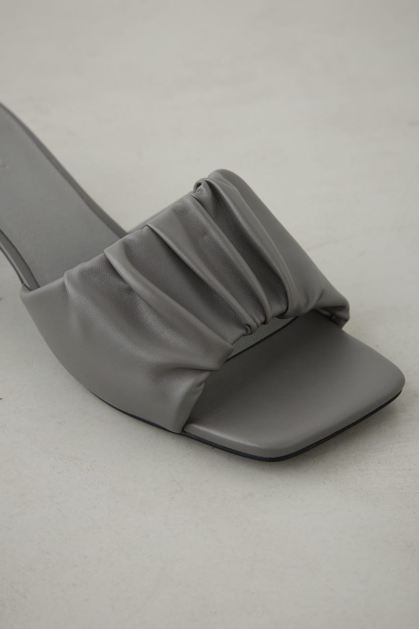 ギャザーストラップスクエアトゥサンダル GRY L