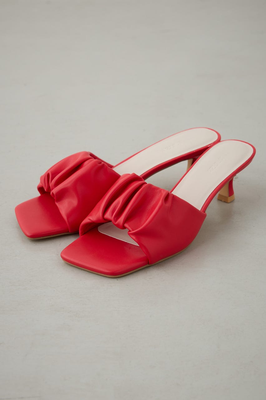 ギャザーストラップスクエアトゥサンダル RED M