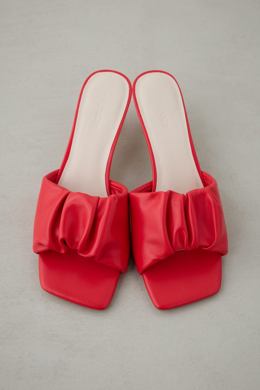ギャザーストラップスクエアトゥサンダル RED M