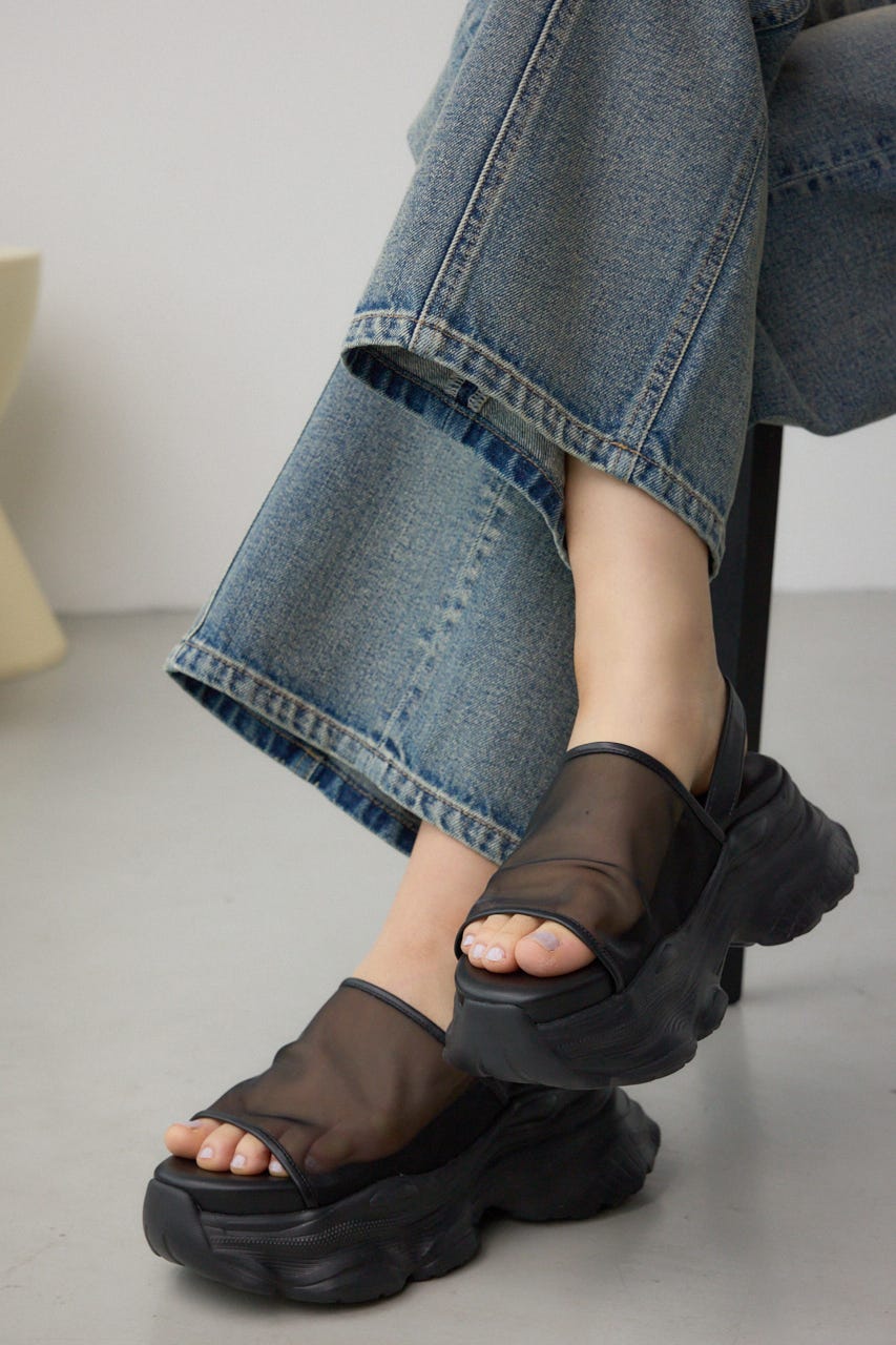 スニーカーソールシアーサンダル BLK L