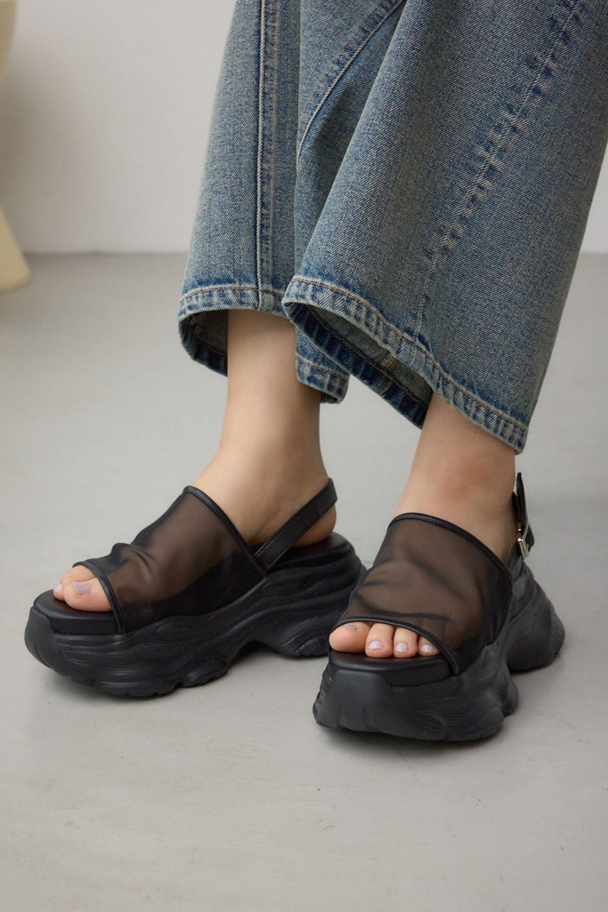 スニーカーソールシアーサンダル BLK L