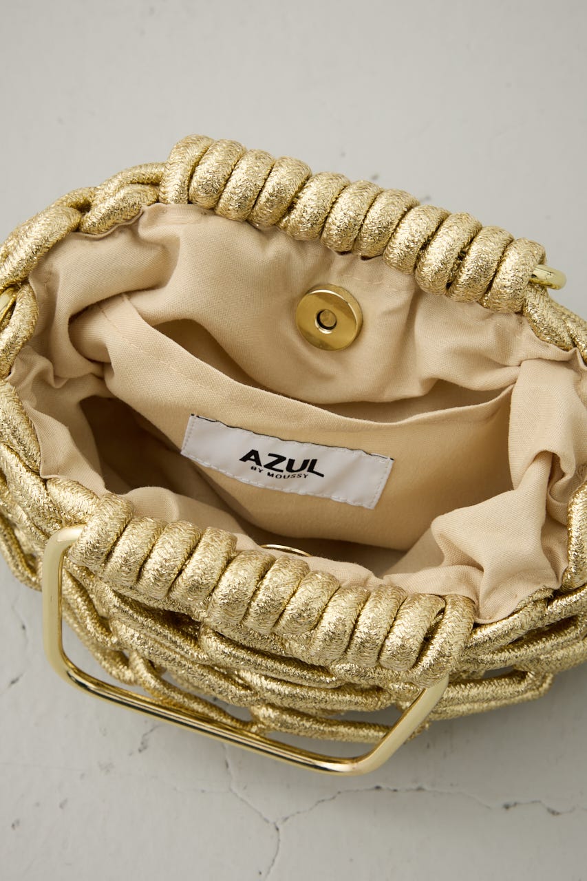 メタルハンドルメタリック編み込みバッグ GLD FREE