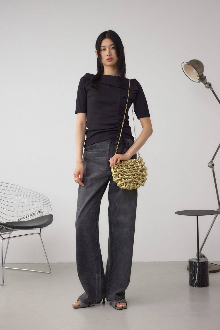 メタルハンドルメタリック編み込みバッグ GLD FREE