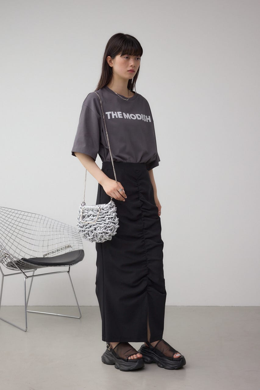 メタルハンドルメタリック編み込みバッグ SLV FREE