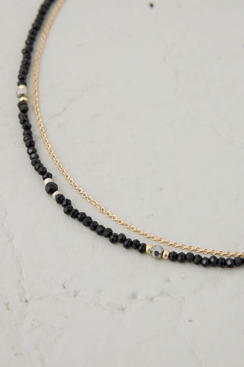 ビーズ2連ネックレス BLK FREE