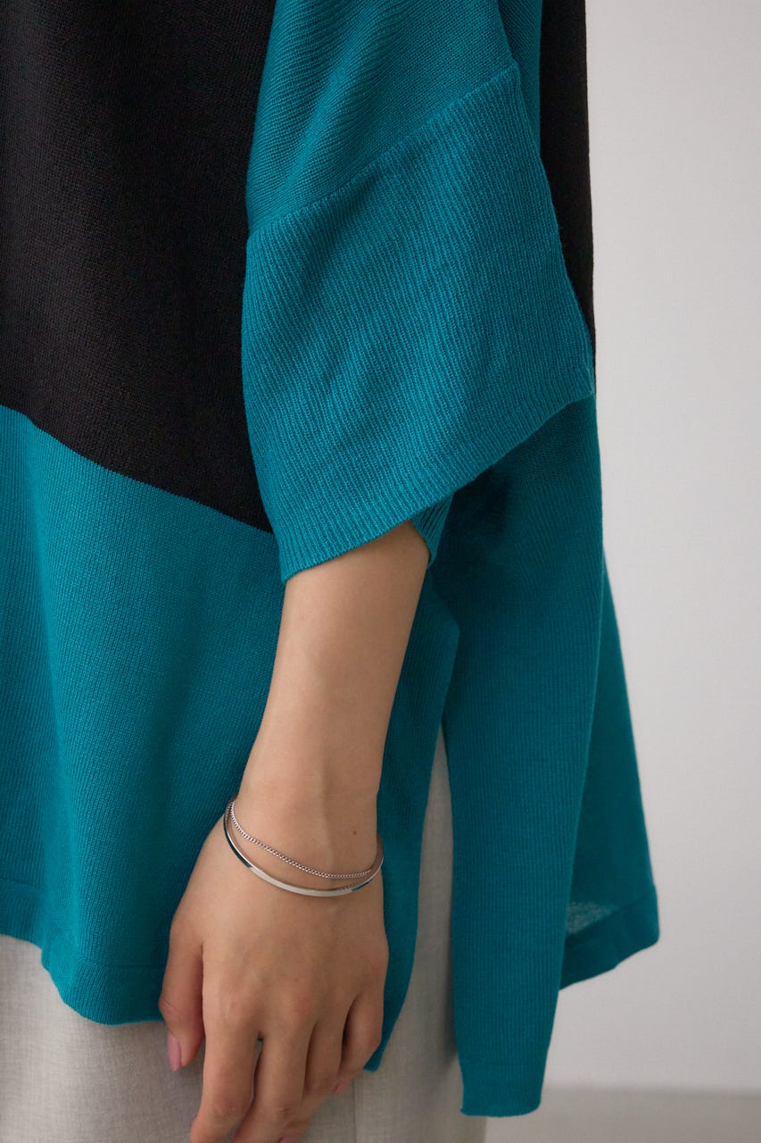 バイカラーワイドルーズニット 柄BLK FREE