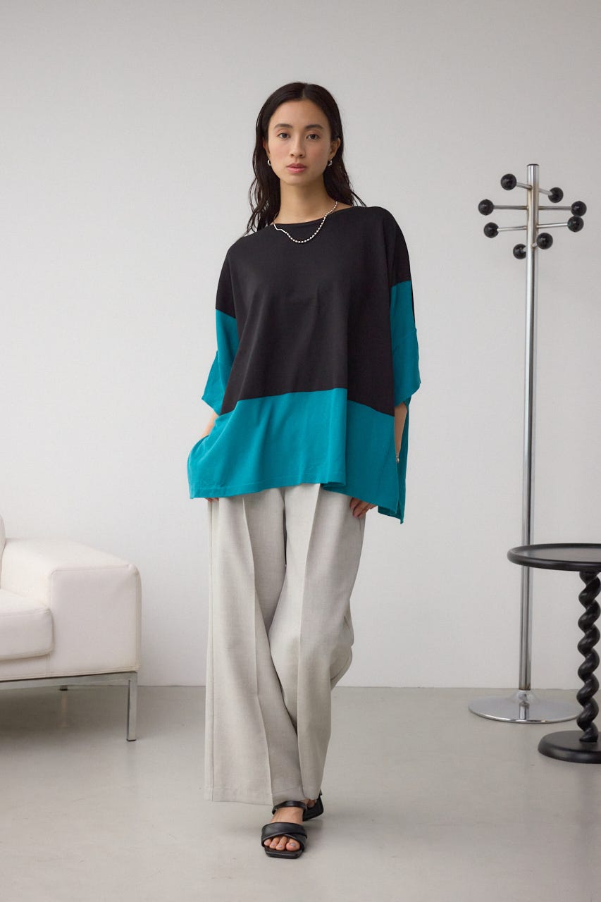 AZUL BY MOUSSY 新品未使用 ブルー系 オーバーサイズ ニット AZUL BY MOUSSY | バイカラーワイドルーズニット (ニット