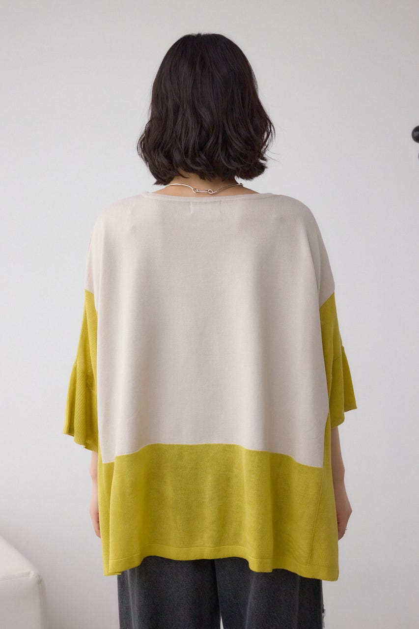 バイカラーワイドルーズニット 柄GRY FREE