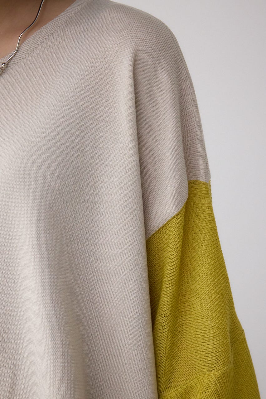 バイカラーワイドルーズニット 柄GRY FREE