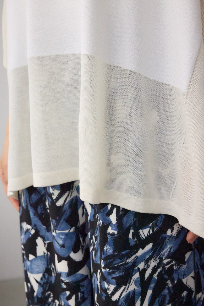 バイカラーワイドルーズニット O/WHT FREE