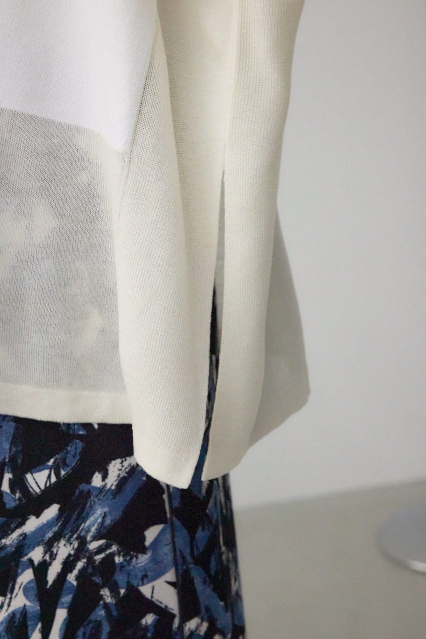 バイカラーワイドルーズニット O/WHT FREE