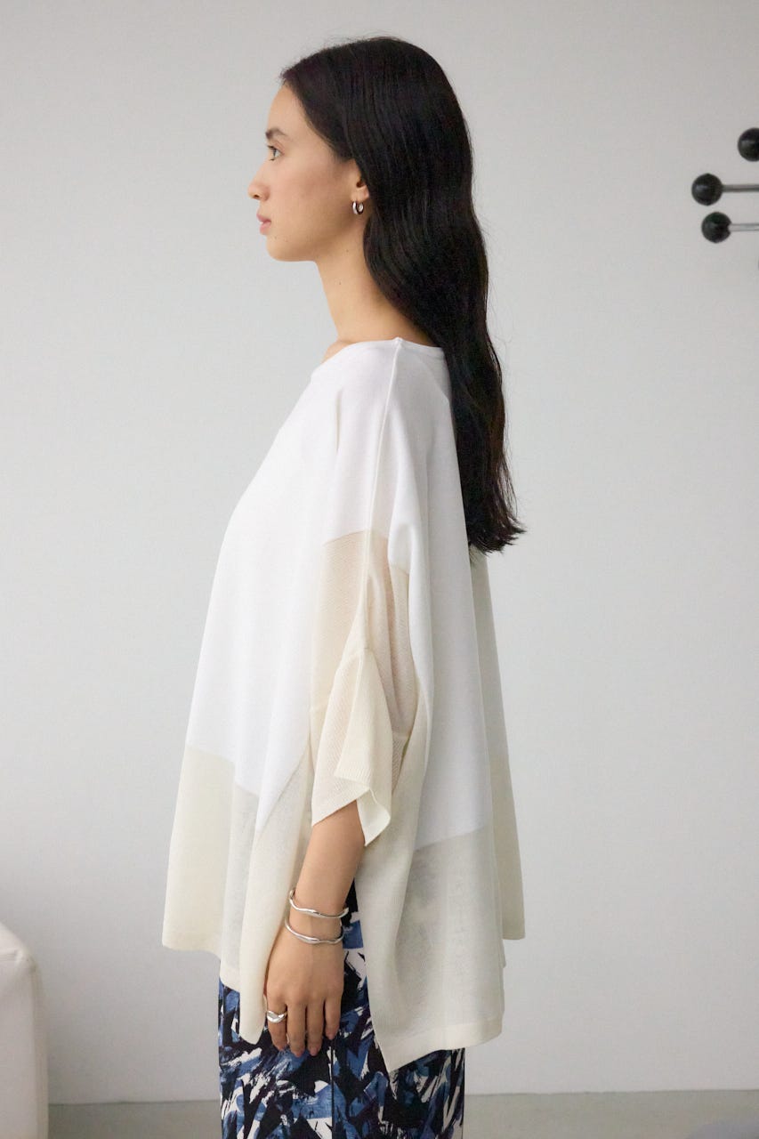 バイカラーワイドルーズニット O/WHT FREE