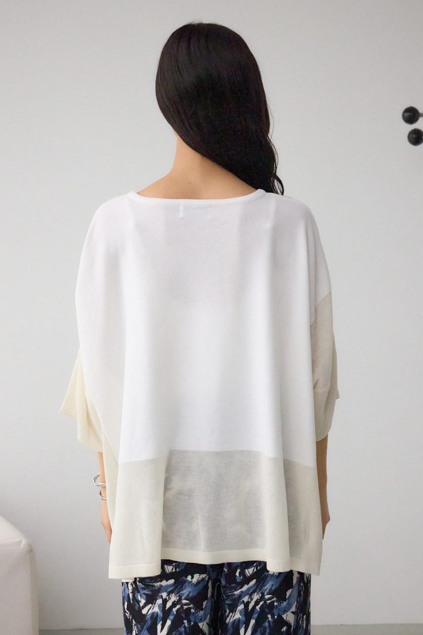 バイカラーワイドルーズニット O/WHT FREE