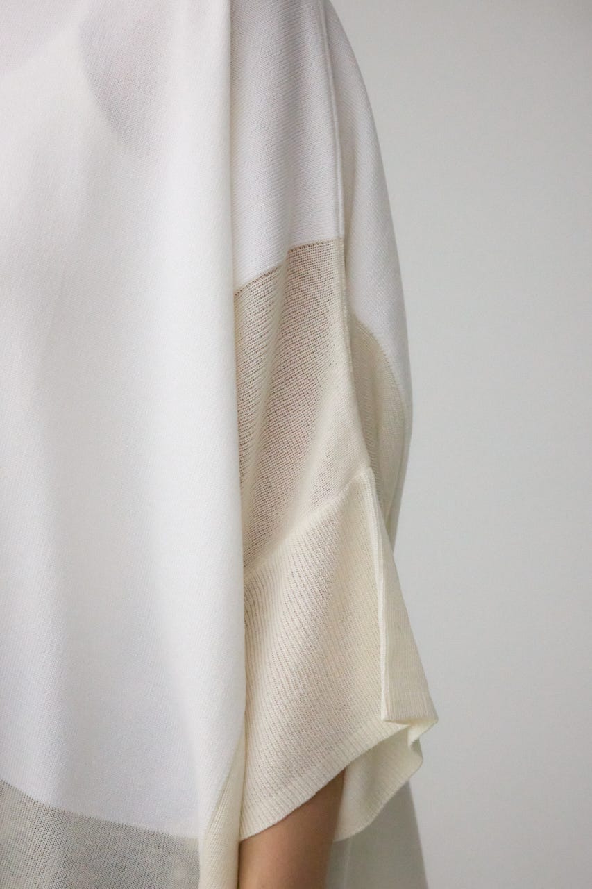 バイカラーワイドルーズニット O/WHT FREE