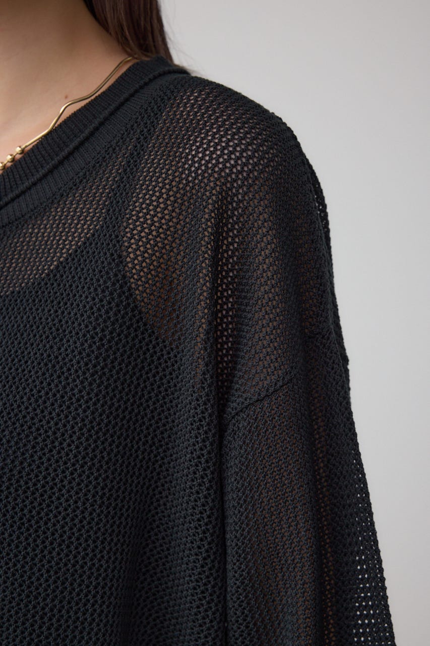 Wジップメッシュニットカーディガン BLK FREE