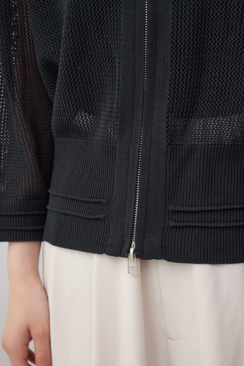 Wジップメッシュニットカーディガン BLK FREE