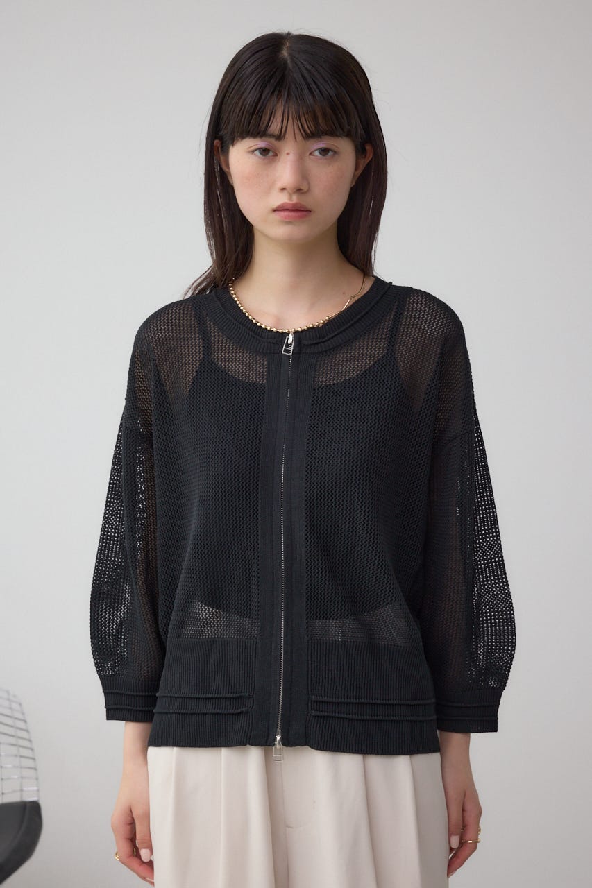 PleatsPlease ジップアップ　メッシュカーディガン AMERICAN HOLIC カーディガン ジップアップメッシュニット